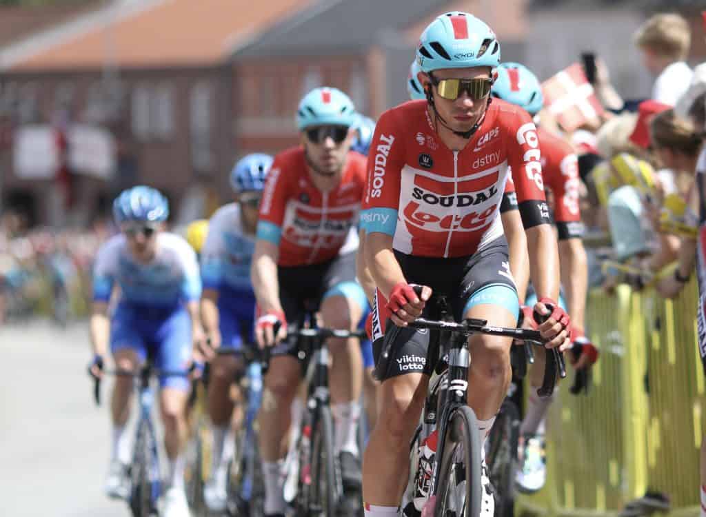 Andreas Kron in the front of the Tour de France peloton